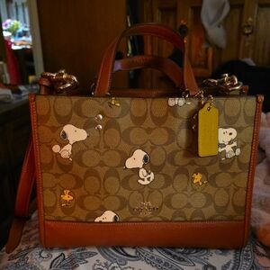 Coach Brown and Tan Snoopy Satchel